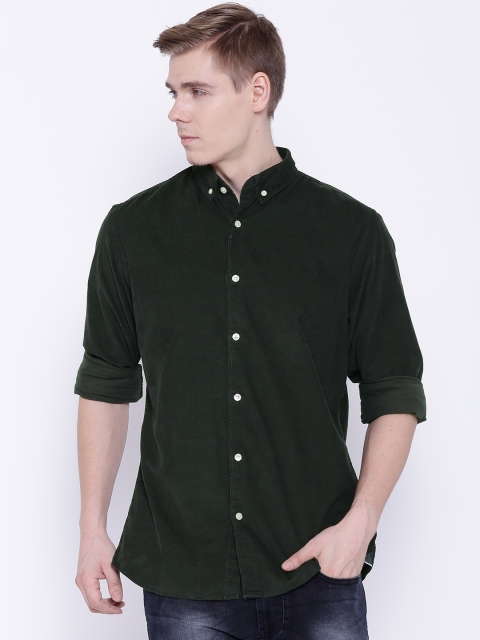 

Blackberrys Olive Green Slim Fit Corduroy Shirt
