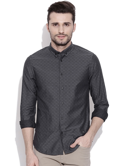 

Blackberrys Charcoal Grey Trim Fit Casual Shirt
