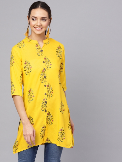 

Anubhutee Women Yellow Floral Print Straight Kurti