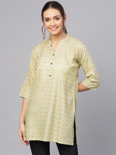 

Anubhutee Women Yellow & Golden Printed Straight Kurti