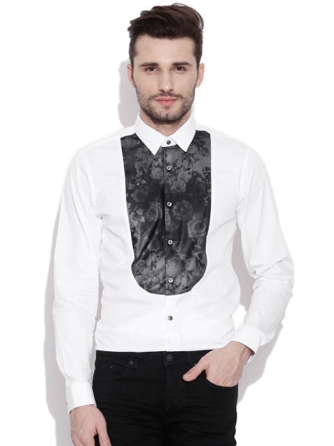 

Blackberrys White Printed Trim Fit Casual Shirt