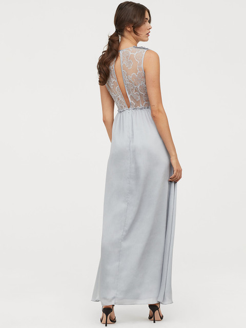 

H&M Women Grey Long Satin Dress