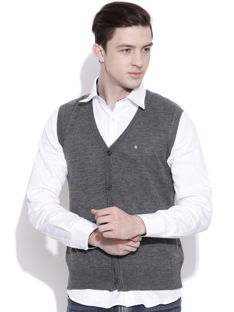 

Blackberrys Grey Melange Merino Wool Sleeveless Cardigan