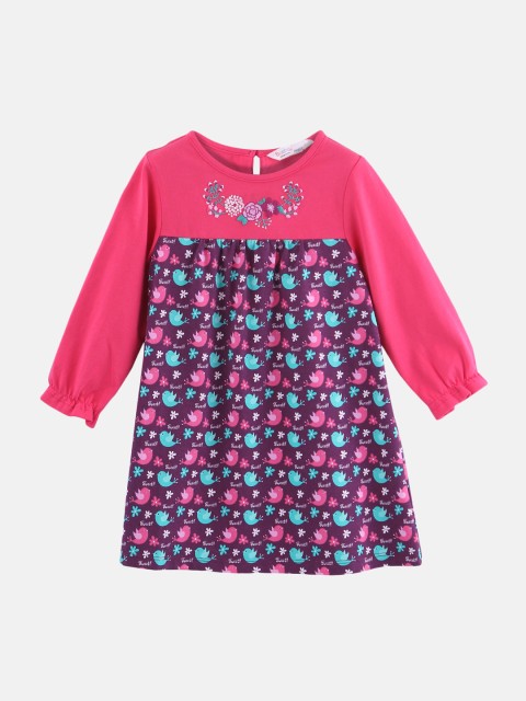 

Beebay Girls Purple & Pink Printed A-Line Dress