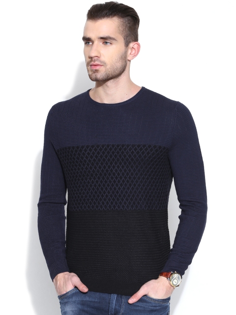 

Blackberrys Navy & Black Woollen Sweater, Navy blue