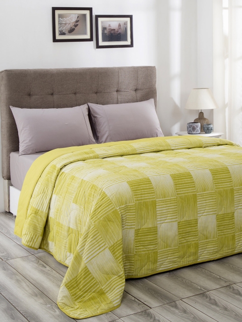 

In-House by maspar Green Geometric Summer 100 GSM Cotton Reversible Double Comforter