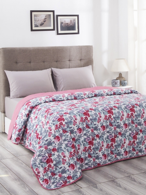 

MASPAR Red Floral Summer 100 GSM Cotton Reversible Double Comforter