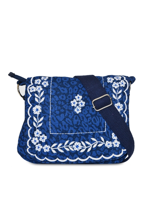 

Pick Pocket Blue Embroidered Sling Bag
