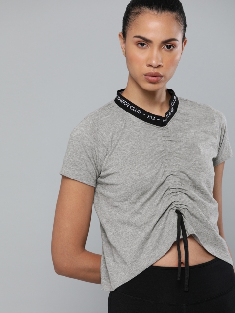 

HRX by Hrithik Roshan Women Grey Melange Solid Regular Fit Lifestyle Top
