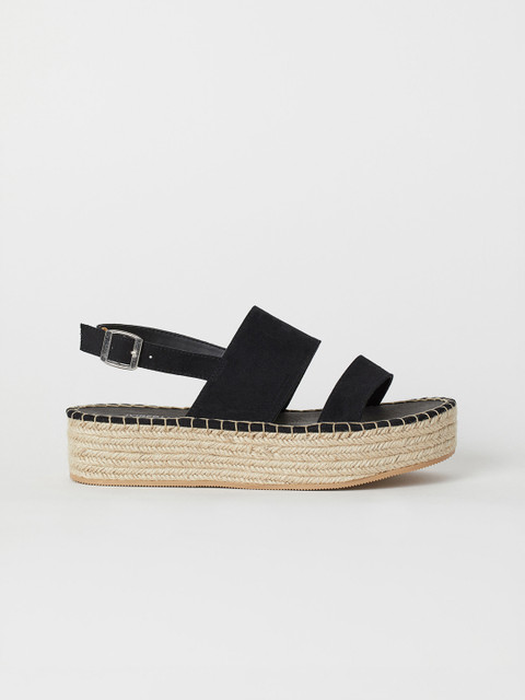 

H&M Women Black Solid Platform Espadrilles