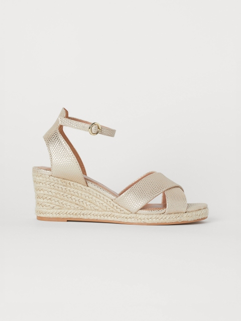 

H&M Women Gold-Toned Solid Wedge-Heel Sandals