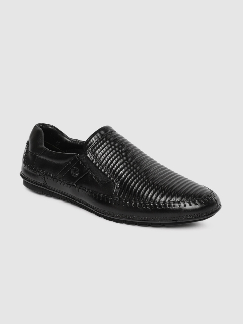 

Ruosh Men Black Textured AMALFI 008A Leather Loafers