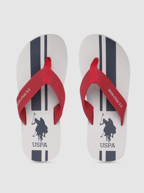 

U.S. Polo Assn. Men Off-White & Red NACHO Printed Thong Flip-Flops