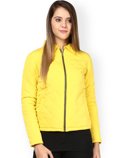 

The Vanca Yellow Quilted Slim FIt Jacket