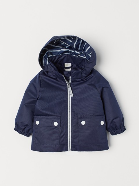 

H&M Kids Navy Blue Solid Hooded Outdoor Jacket