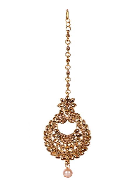 

ANIKAS CREATION Women Gold-Plated Kundan Embellished Maang Tikka