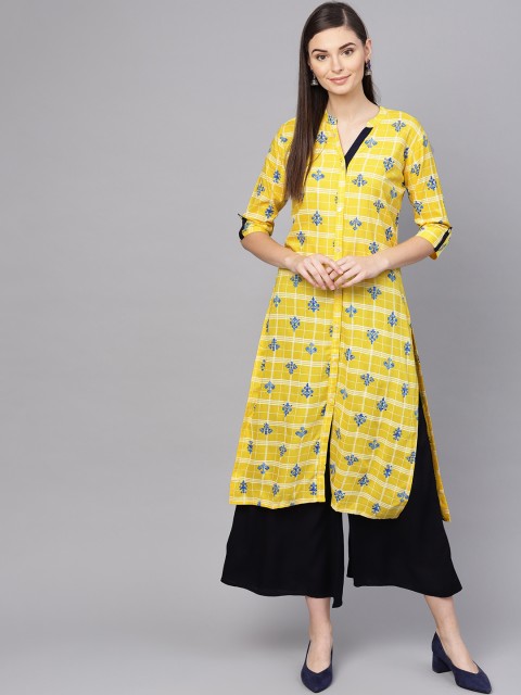 

Anubhutee Women Yellow Printed Kurta with Palazzos