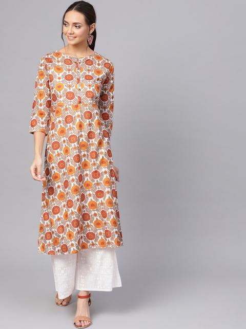 

Anubhutee Women Orange Printed Kurta with Palazzos