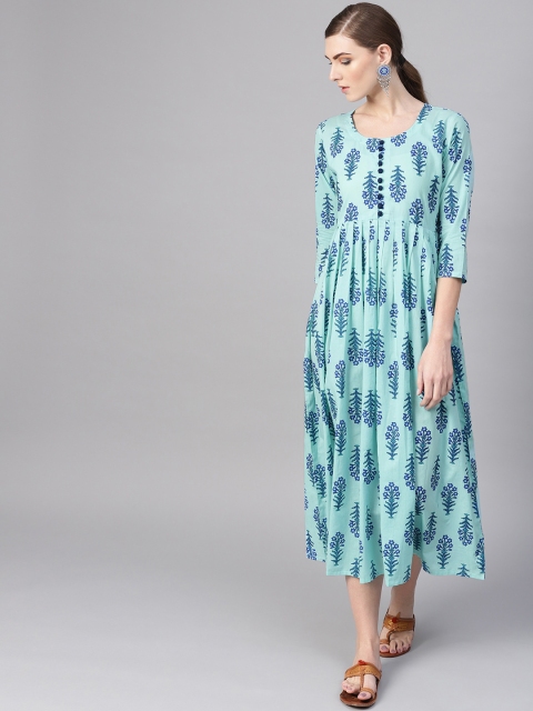 

GERUA Women Blue Printed A-Line Dress