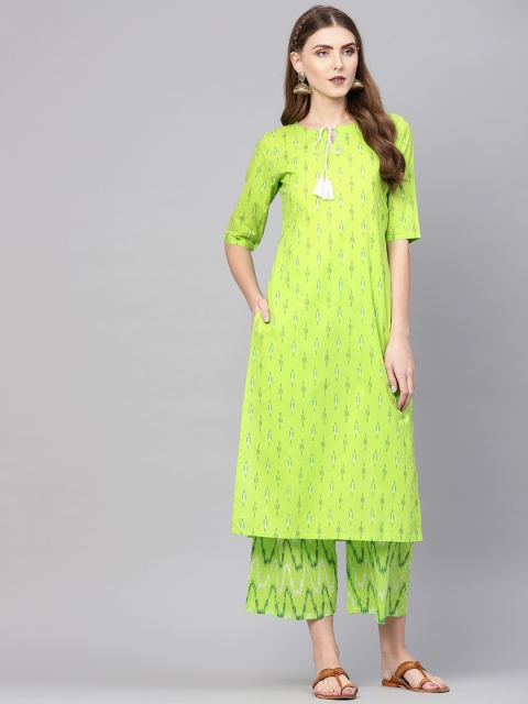 

GERUA Women Green Printed Kurta with Palazzos