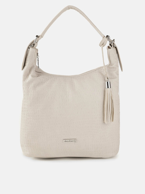 

DressBerry Off-White Croc Pattern Hobo Bag