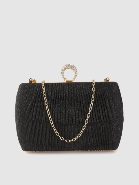 

Anouk Black Shimmer Striped Box Clutch