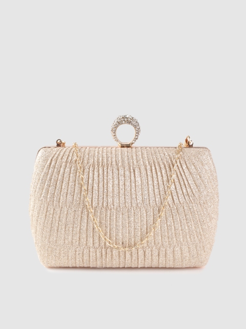

Anouk Gold-Toned Shimmer Striped Box Clutch