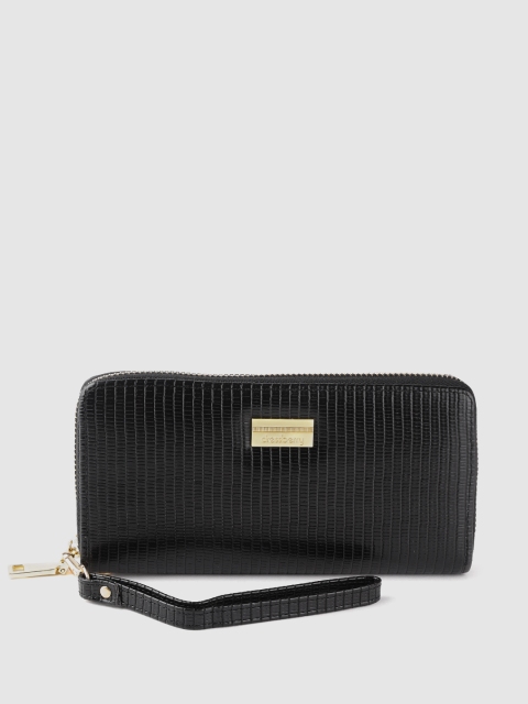 

DressBerry Women Black Textured Zip Around Wallet