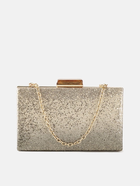 

DressBerry Gold-Toned Glitter Box Clutch