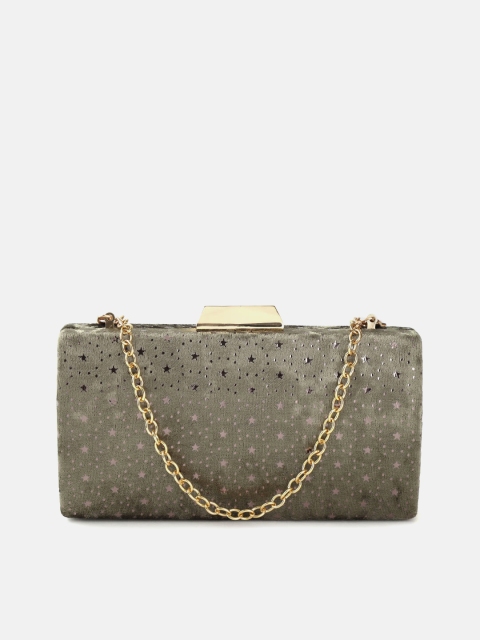 

DressBerry Charcoal Grey Printed Box Clutch