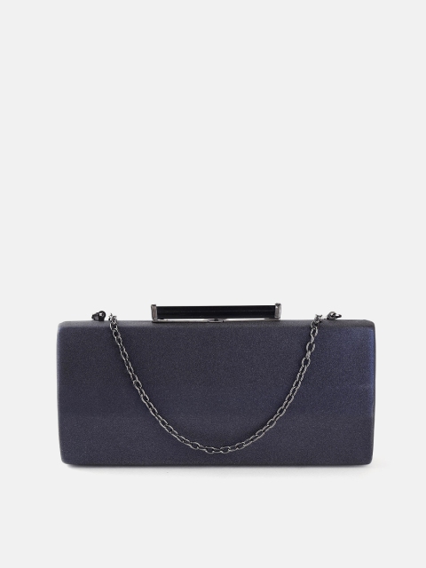 

DressBerry Navy Blue Solid Box Clutch