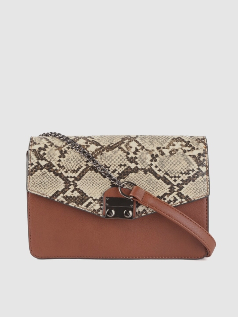 

DressBerry Brown & Beige Snakeskin Textured Sling Bag