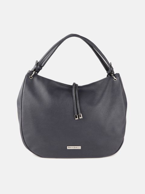 

Mast & Harbour Navy Blue Solid Hobo Bag