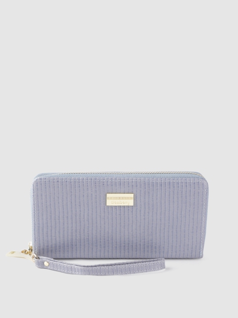 

DressBerry Women Blue Textured Zip Around Wallet