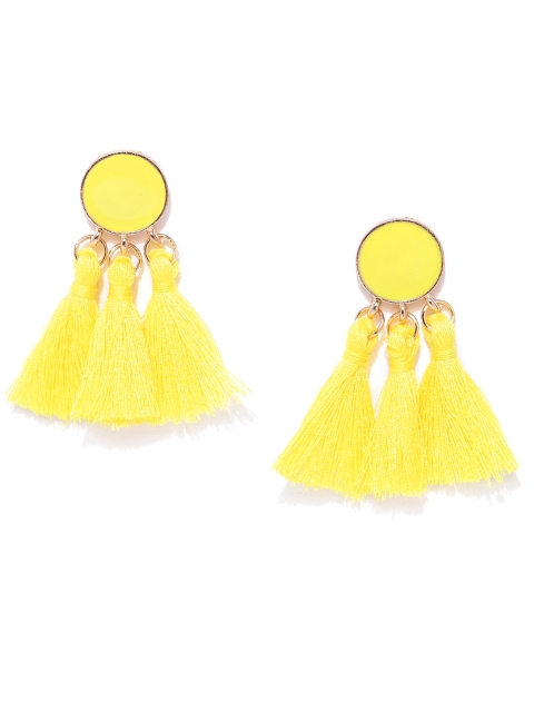 

Jewels Galaxy Yellow & Gold-Toned Tasselled Circular Drop Earrings