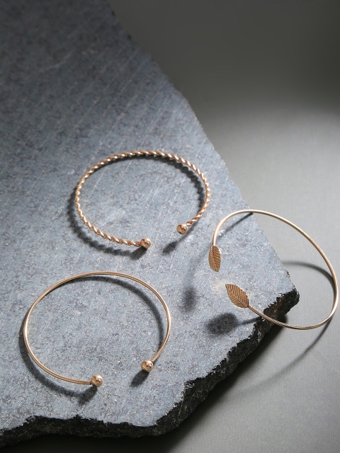 

Jewels Galaxy Set of 3 Gold-Toned Copper-Plated Cuff Bracelets