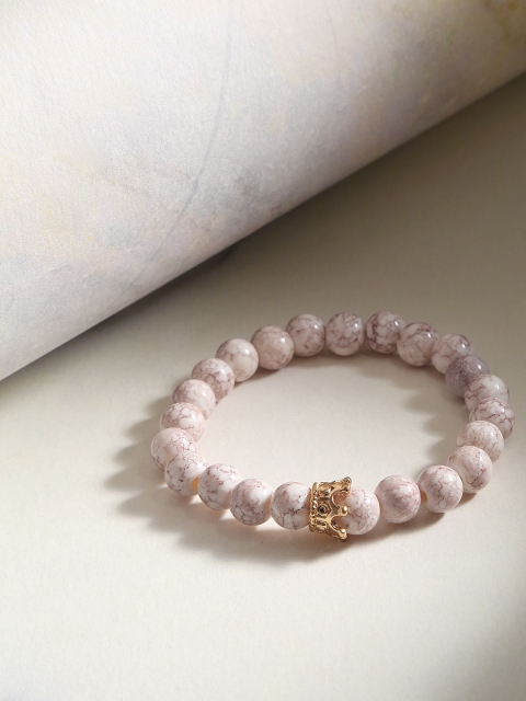 

Jewels Galaxy Pink Copper-Plated Beaded Elasticated Bracelet