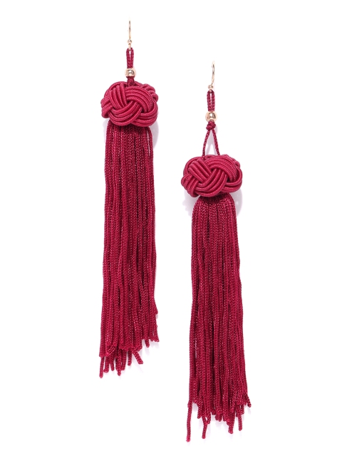 

Jewels Galaxy Maroon Tasselled Contemporary Drop Earrings