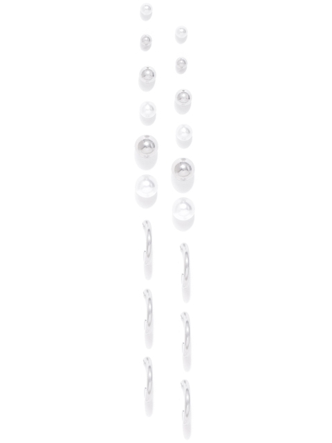 

Jewels Galaxy Set of 9 Silver-Plated Geometric Shaped Earrings