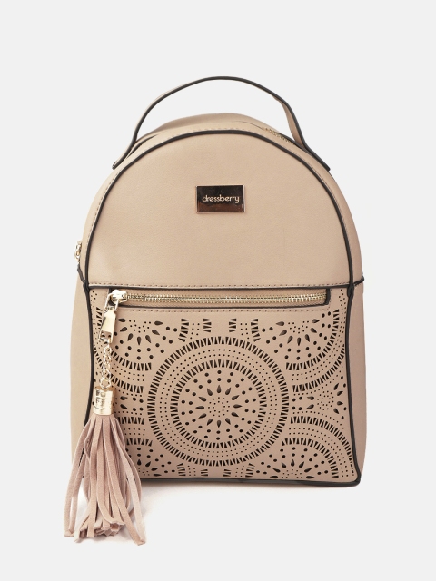 

DressBerry Women Beige Cut-Work Backpack