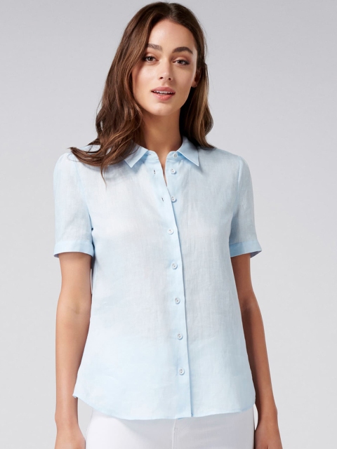 

Forever New Women Blue Tailored Fit Solid Formal Shirt