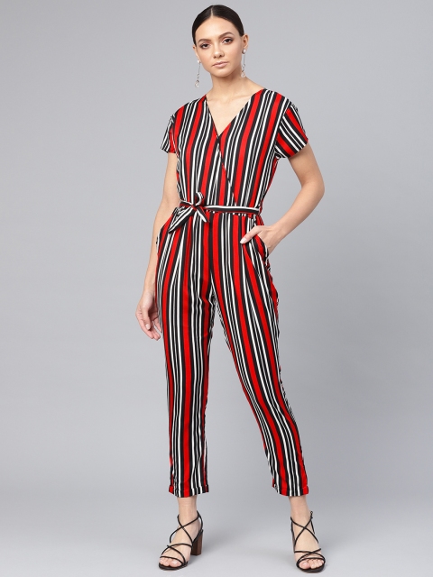 

VOXATI Women Black & Red Striped Basic Jumpsuit