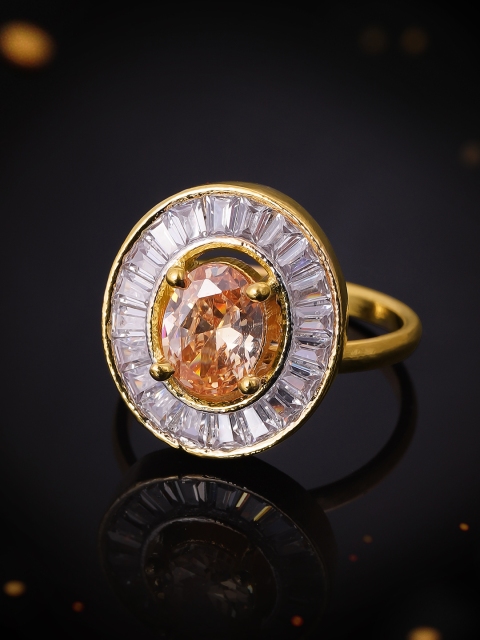 

Rubans Gold-Plated CZ-Studded Handcrafted Ring