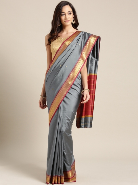 

Ishin Grey & Golden Woven Design Mysore Silk Saree
