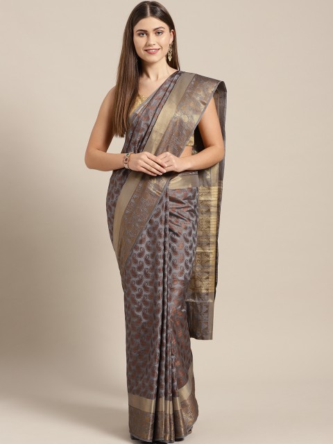 

Ishin Grey & Golden Woven Design Mysore Silk Saree