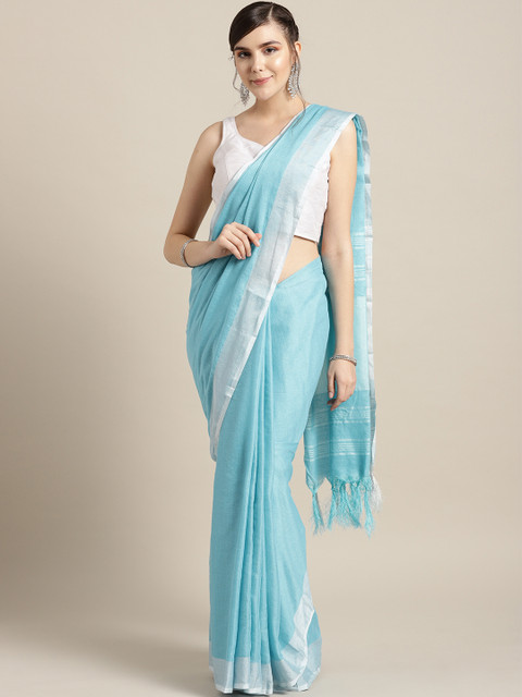 

Ishin Blue Solid Saree