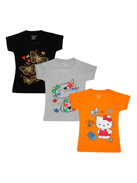 

Luke & Lilly Girls Pack of 3 Printed Round Neck T-shirts, Multi