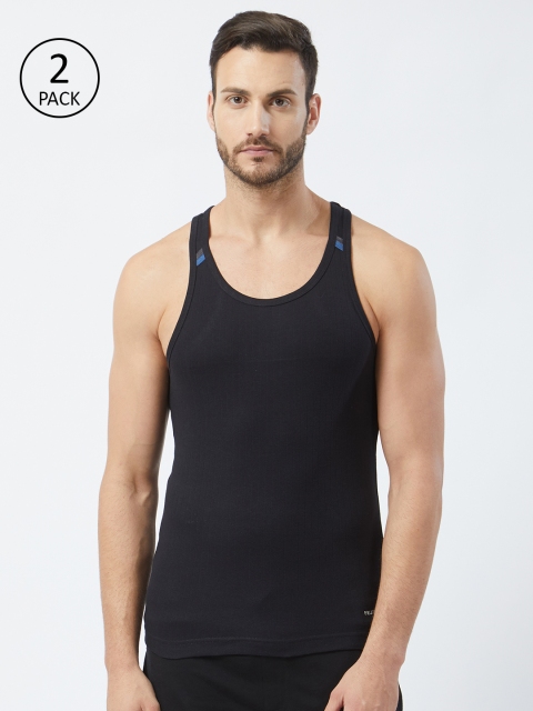 

Fruit of the loom Men Pack of 2 Innerwear Vests MFV03-N-2P-C1, Black