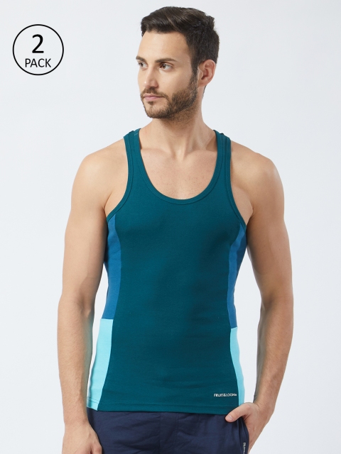 

Fruit of the loom Men Pack of 2 Innerwear Vests MFV02-N-2P-C3, Teal