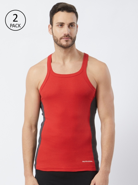 

Fruit of the loom Men Pack of 2 Innerwear Vests MFV01-N-2P-C4, Red
